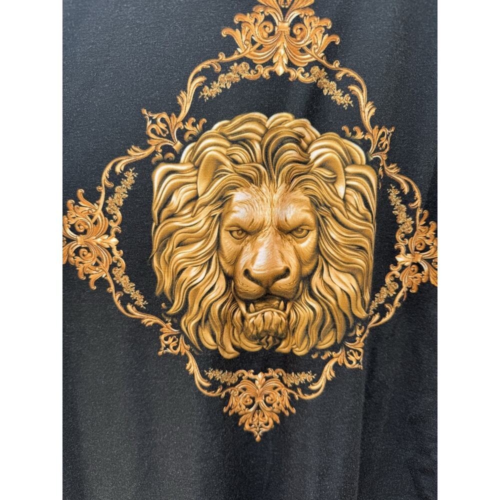 Gold Lion Performance Polo M Men's Black Short Sleeve, Golden Big Cat Medallions